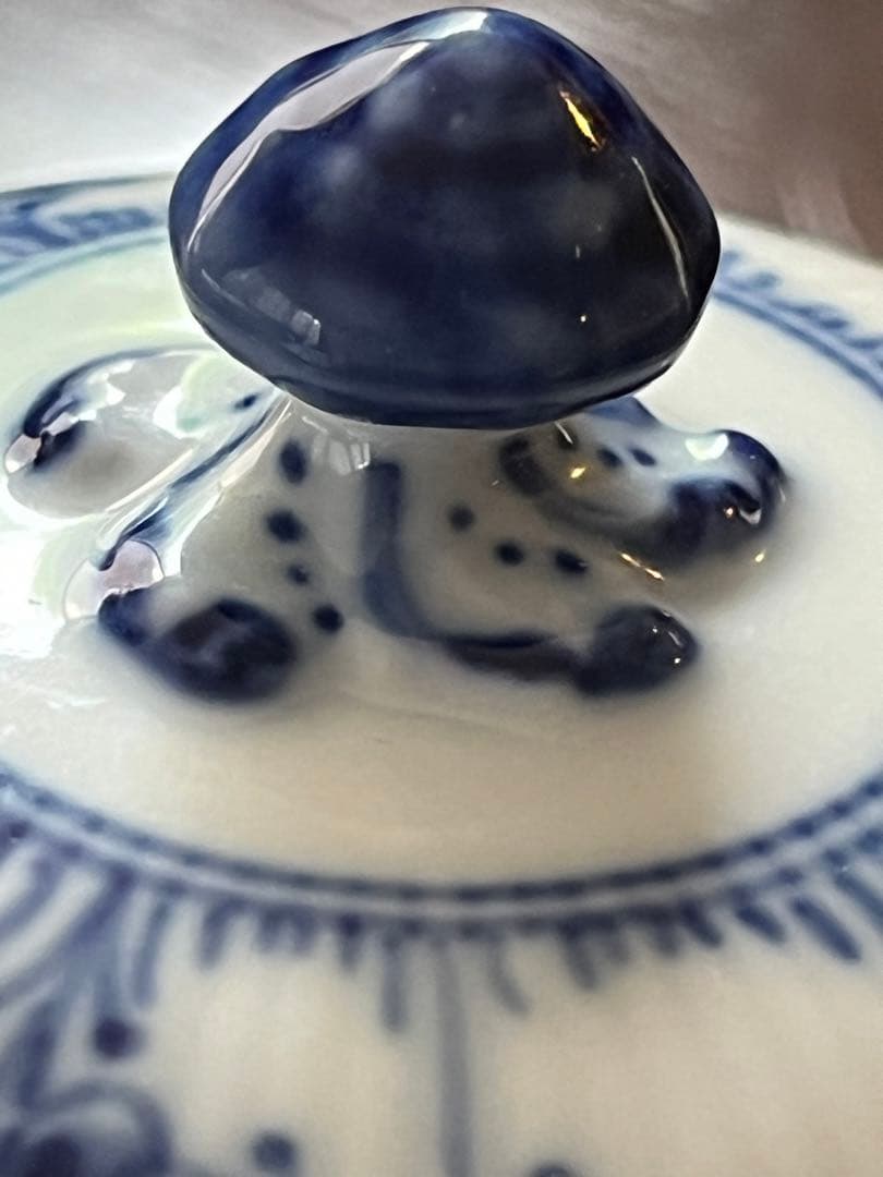 ロイヤルコペンハーゲン ブルーフルーテッド ハーフレース シュガーポット