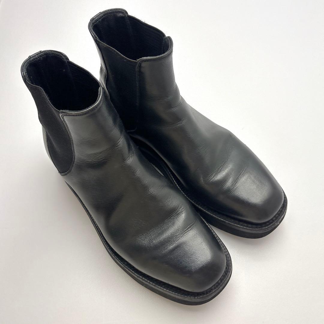 オーラリー　レザースクエアブーツ　サイドゴアブーツ　２３ｃｍ　ブラック