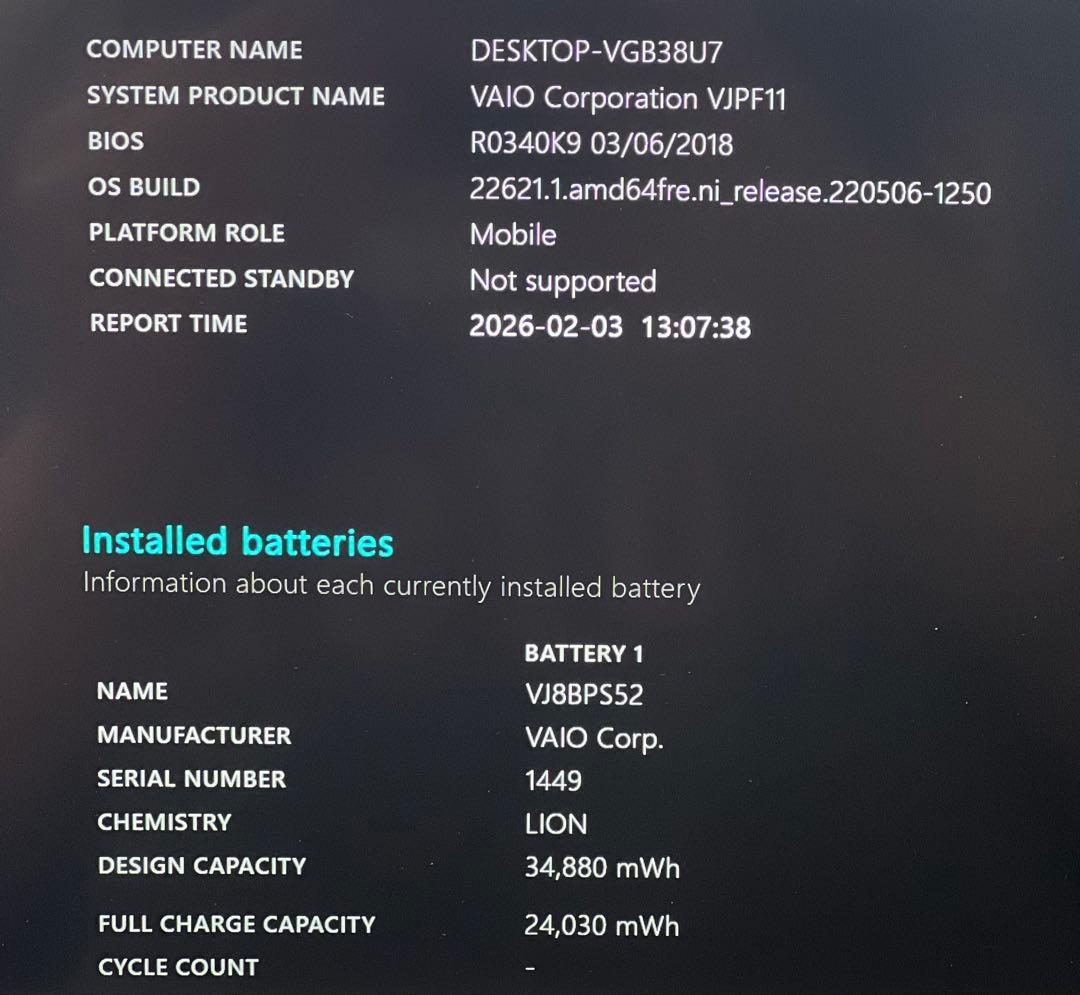 Windowsノート本体 SONY VAIO Corporation i5-8250U