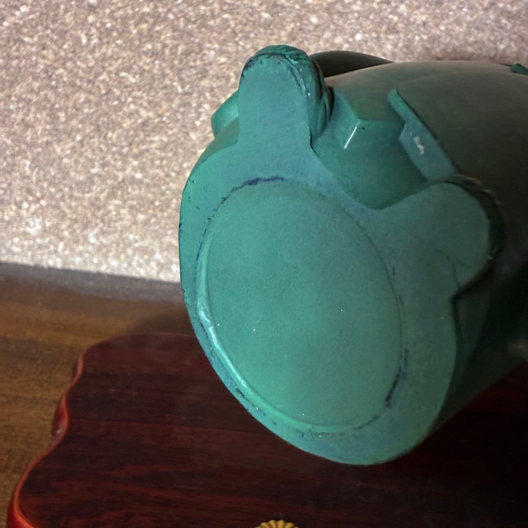 高岡銅器 無我童子 高岡銅器　ブロンズ　青金色　正晴在銘　台座付き　置物　縁起