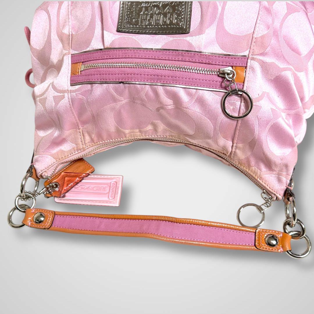 バッグ COACH poppy pink signature shoulder hobo