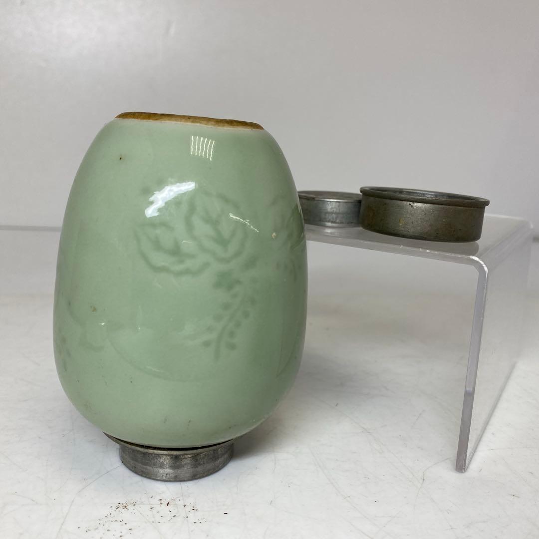 時代　青磁　錫蓋　茶壺　東さ8-0124①