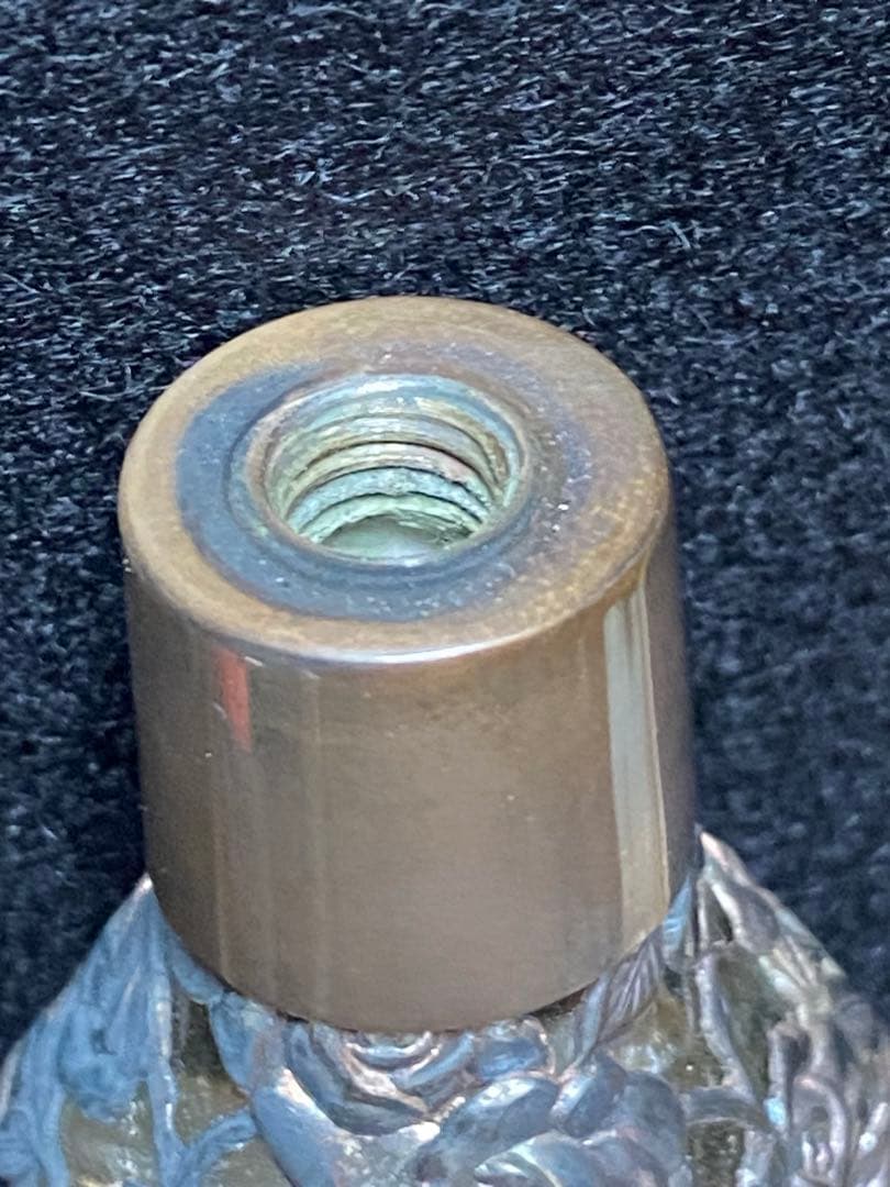 ♦銀製 ガラス 薔薇文様 透かし彫り 被せ 香水瓶 アールヌーボー様式 骨董品