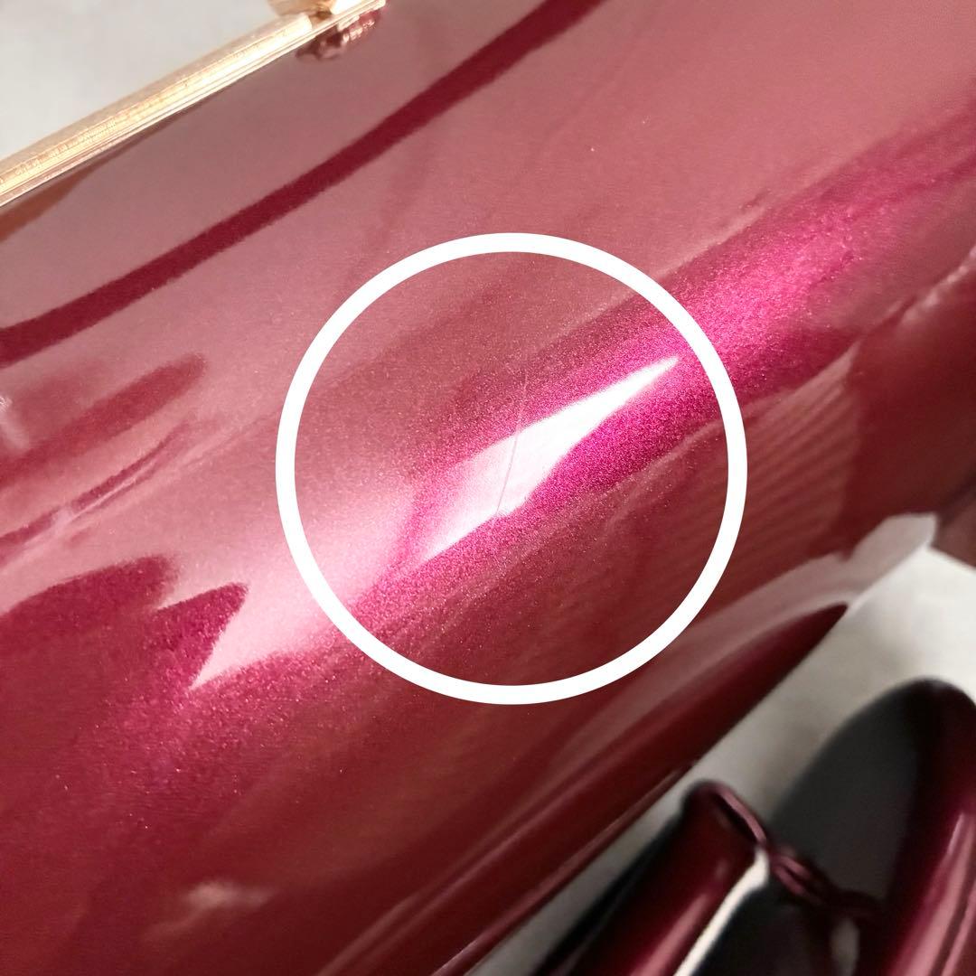 【訳あり】[ワイン×黒]エナメル草履バッグセット　フリーサイズ　成人式　卒業式