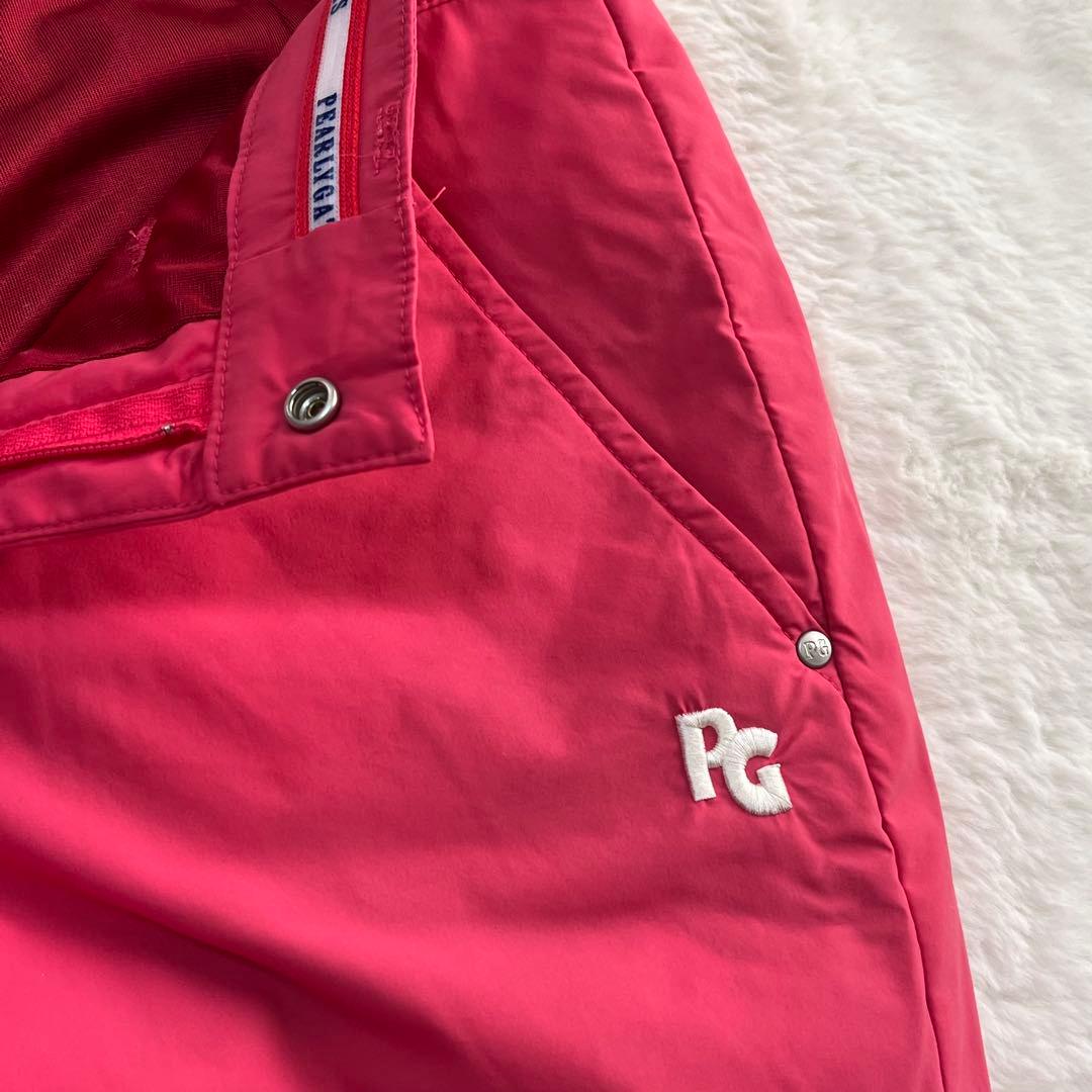 美品 パーリーゲイツ ゴルフ 中綿パンツ 蓄熱 暖パン ロゴ刺繍 ピンク 1