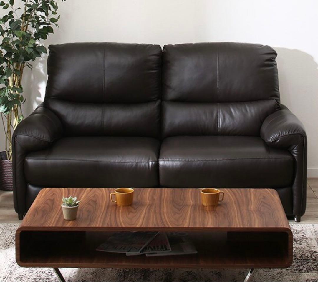 【ニトリ】人気商品 厳選素材 美品 2人掛けソファ 本革 ブラック モダン