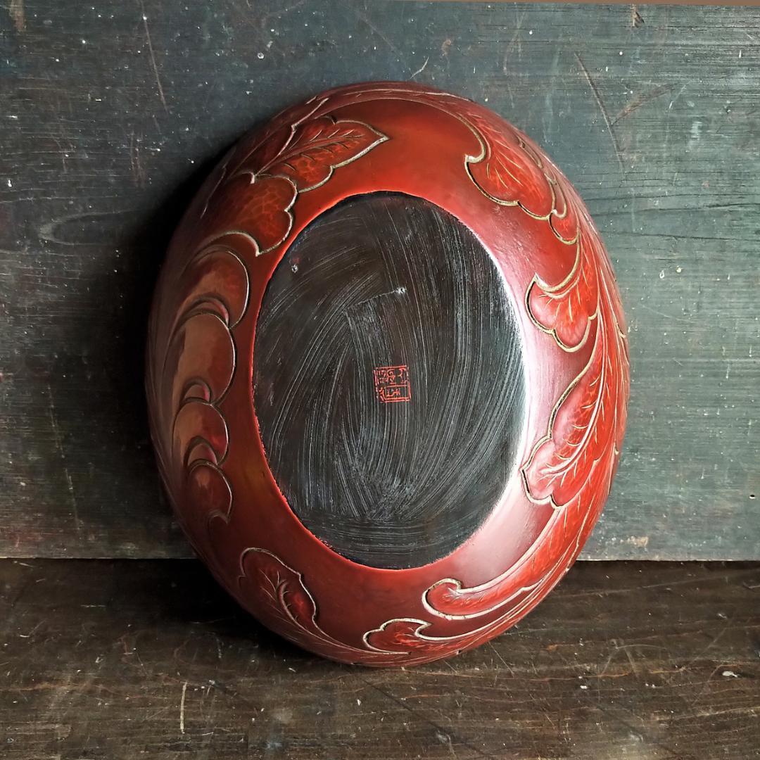 鎌倉彫　珍しいオーバル型・翠山堂　菓子器・お椀・鉢・フルーツバスケット