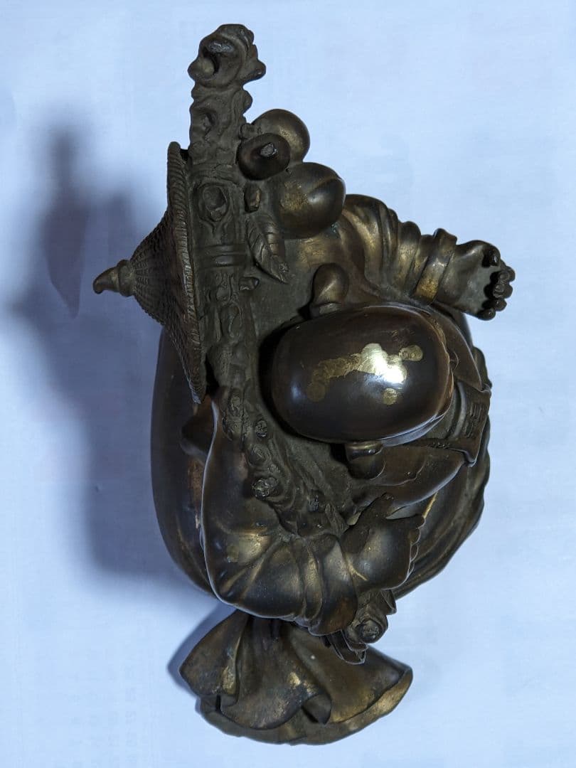 ⭐️中国銅器 仏像 布袋像 縁起置物 唐金 宣徳銅 桃 瓢箪 招運 銅製 骨董品
