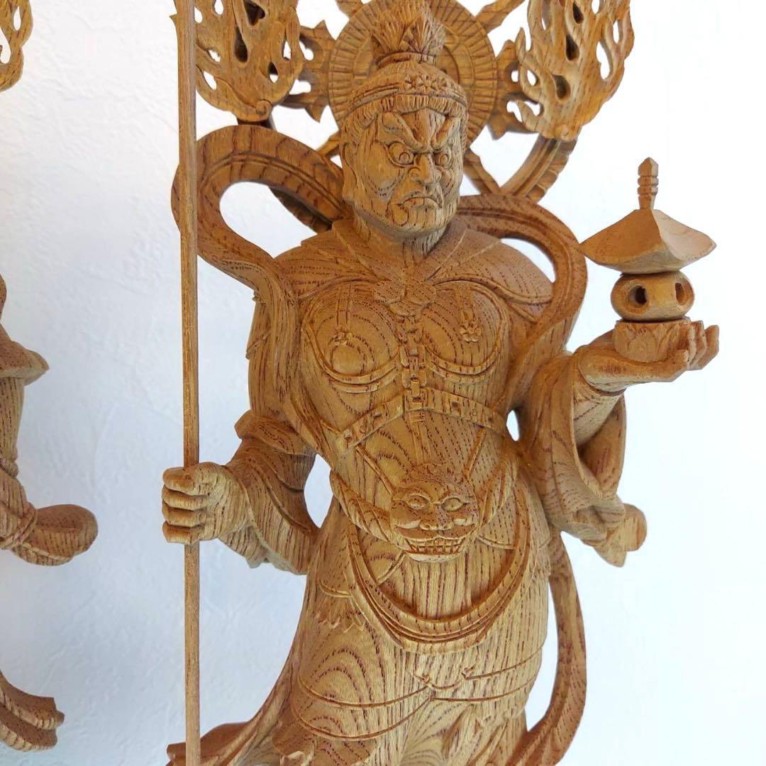 四天王　仏像　木彫　金剛　力士像　置物　4体合計横54cm×1体高さ34cm