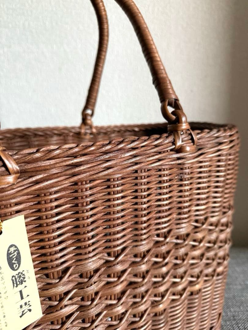 日本製 山形 籐工芸 かごバッグ 籠 バスケット