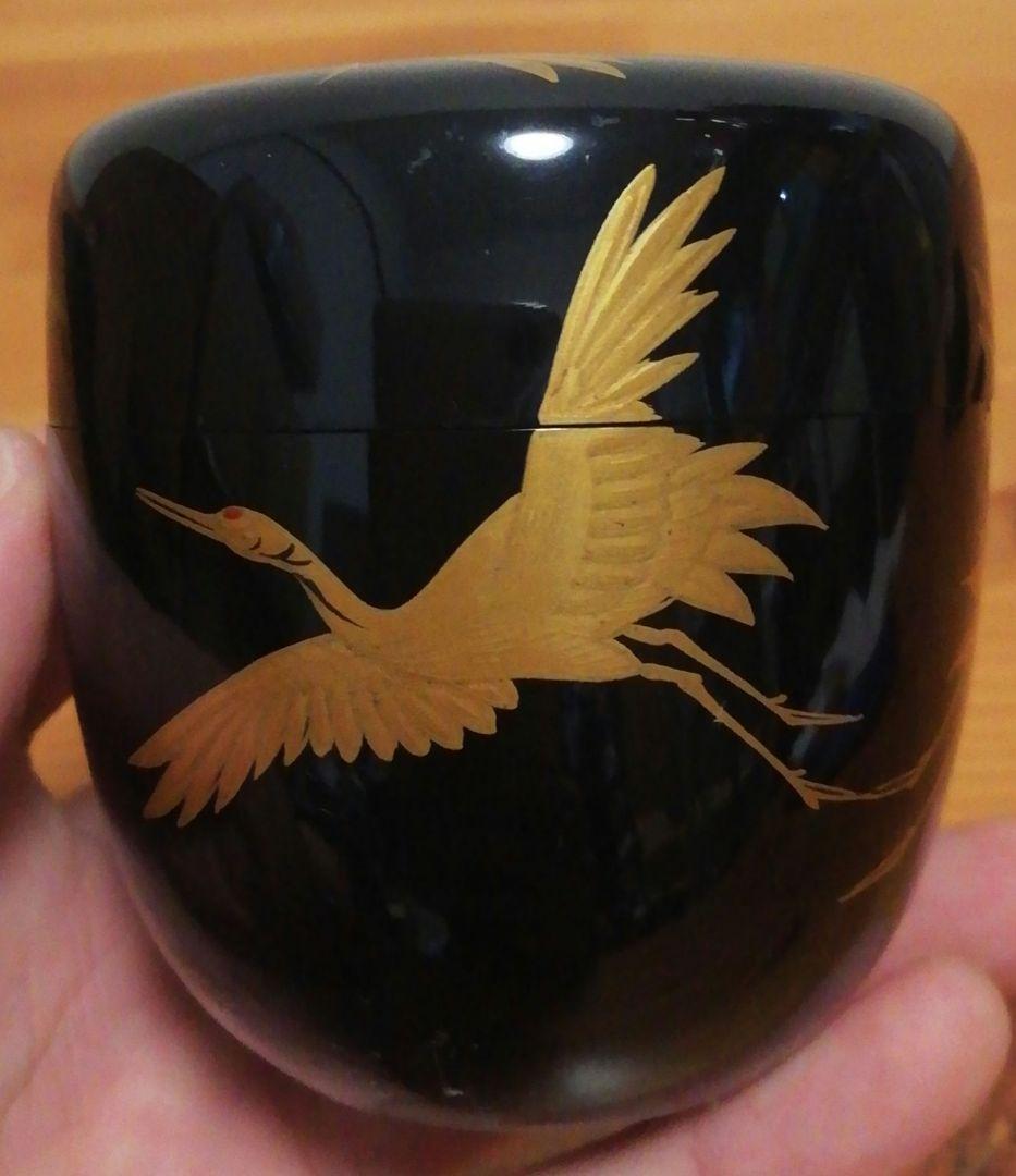 仁和春象作　鶴　蒔絵　棗　共箱　茶道具