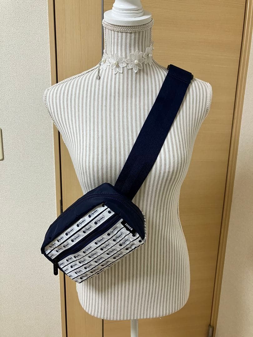 レスポートサック&ZUCCA コラボ ボディバッグ ネイビー ストライプ