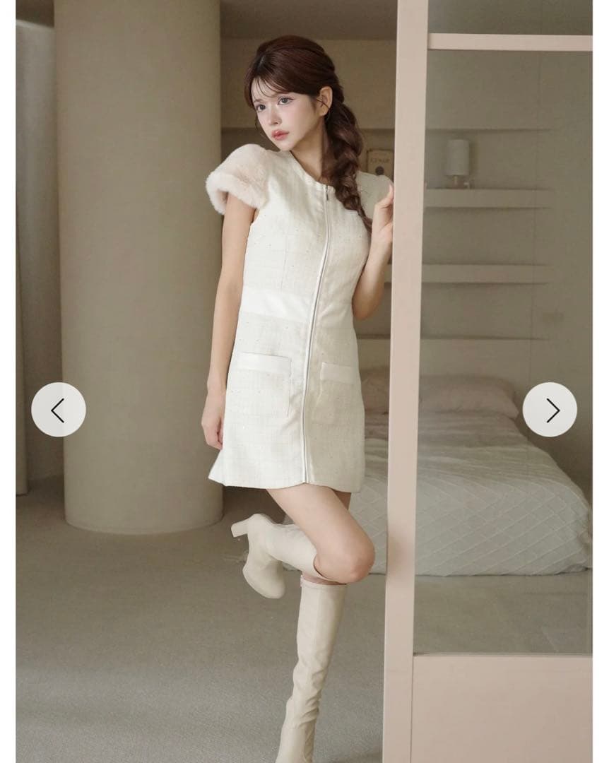 新品タグ付き Randy 2wayカービーツイードワンピース ホワイト M