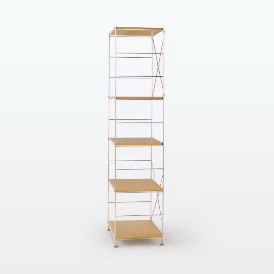 ステンレスユニットシェルフ　オーク材棚セット　大