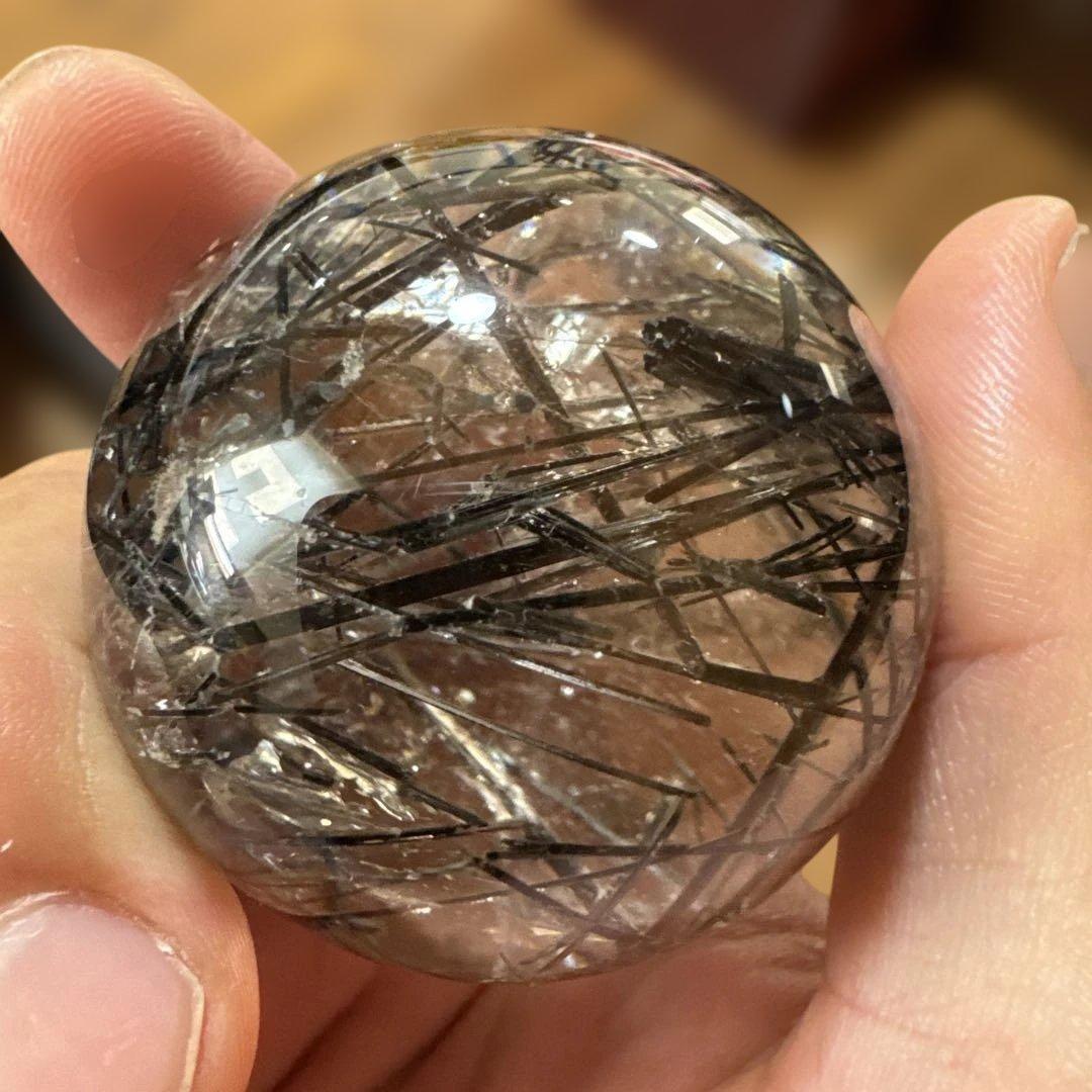 希少　高品質　ブラックルチルスフィア　透明度　水晶　丸玉　黒水晶