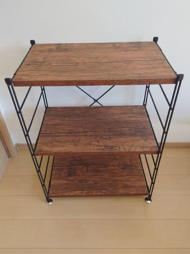 美品(組立のみ)◎山善 ウッドシェルフ 3段 アンティークブラウン