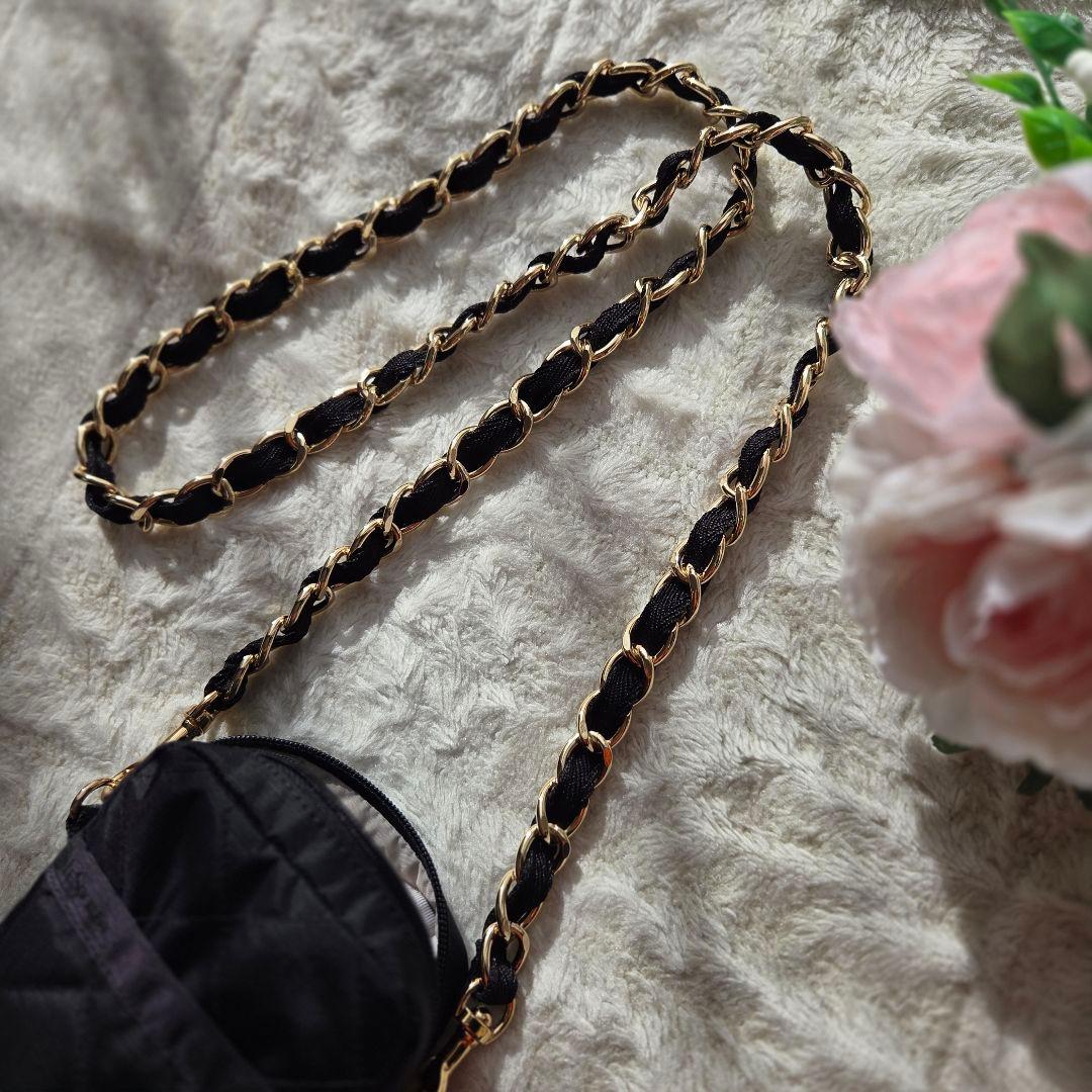 レスポートサック ブラックチェーンキルト スマホショルダー