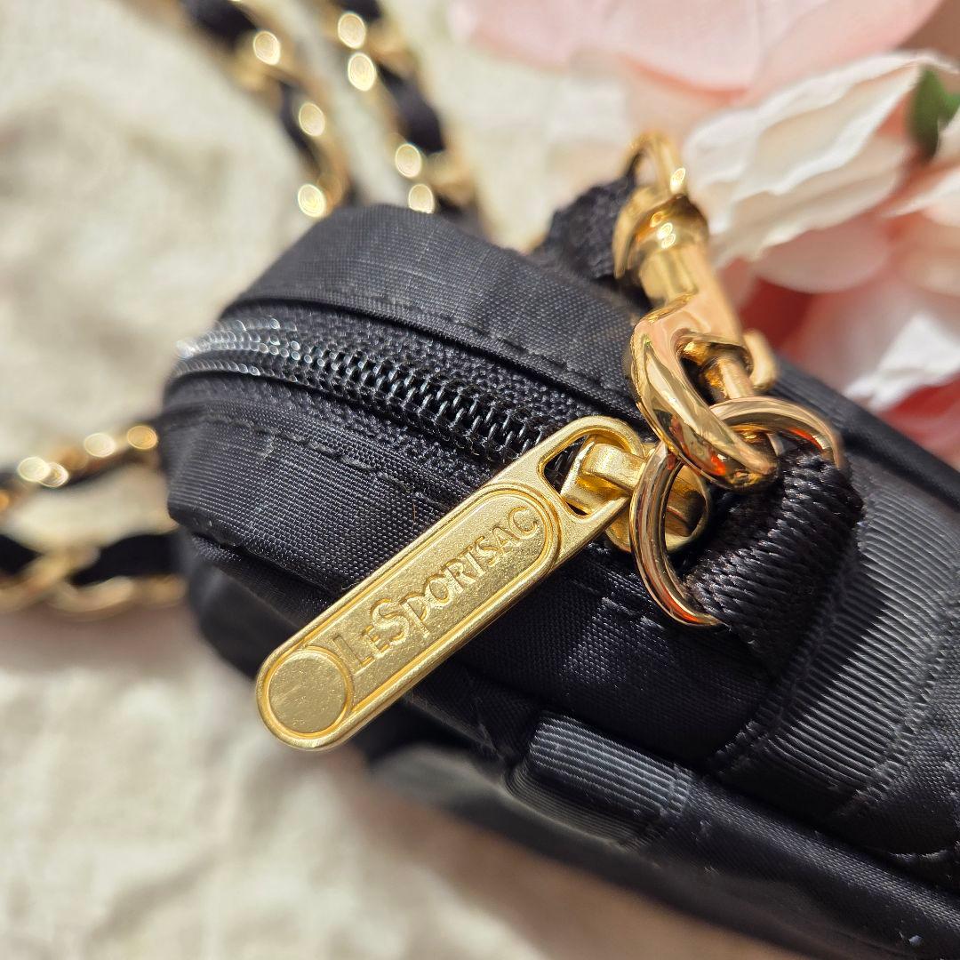 レスポートサック ブラックチェーンキルト スマホショルダー