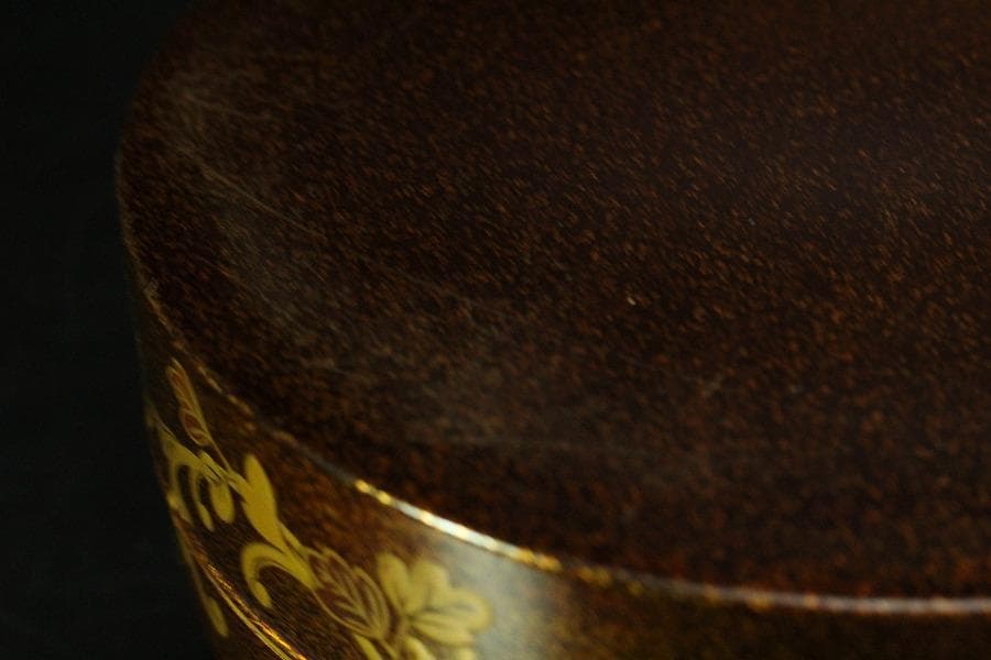 古美術 纏枝蓮花紋 蒔絵 蓋物 時代物 美品(K-A752)