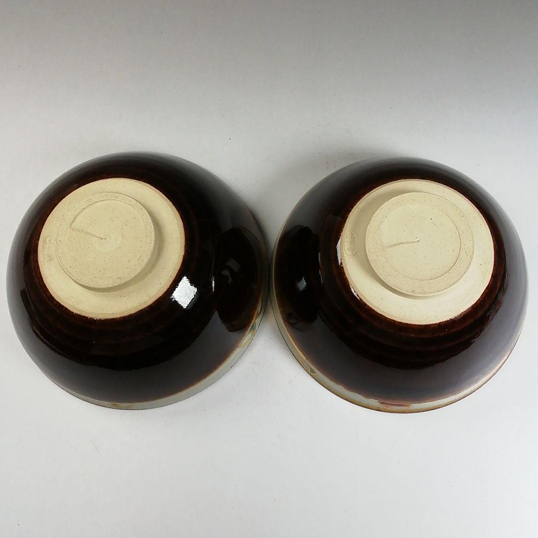 Ｗ１３５　数茶碗　五客『天目色絵つぼつぼ画』『清閑寺窯　杉田祥平 造』　共箱