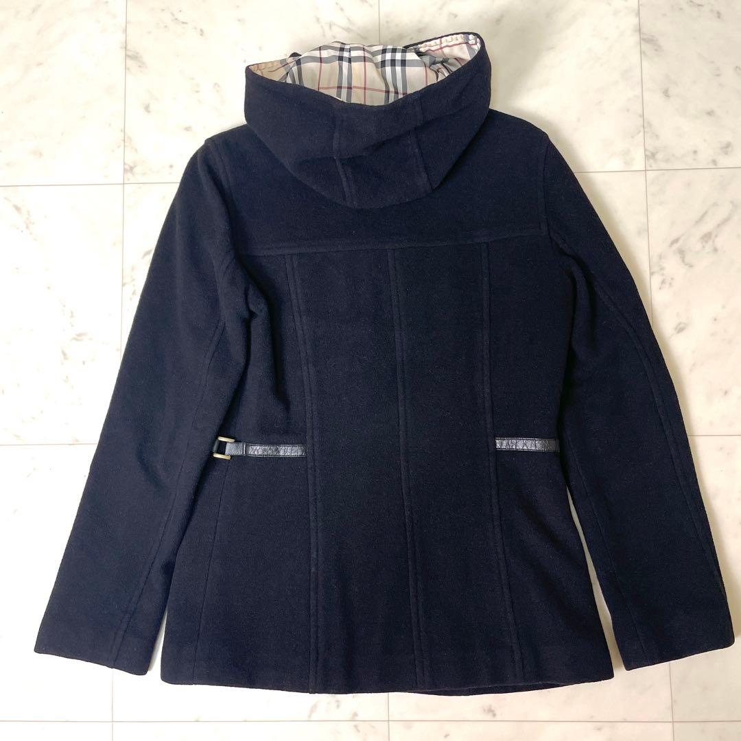 【美品】バーバリーブルーレーベル フード ウールコート アンゴラ M 黒