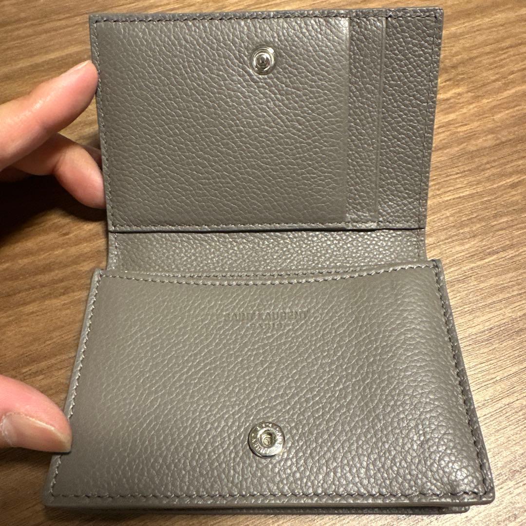 SAINT LAURENT グレー レザー 名刺入れ 専用袋付き