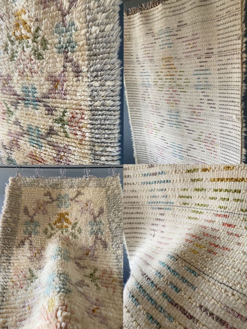 ビンテージ アンティーク70s フラワー 毛足長め 花柄 絨毯 ラグ 希少 美品