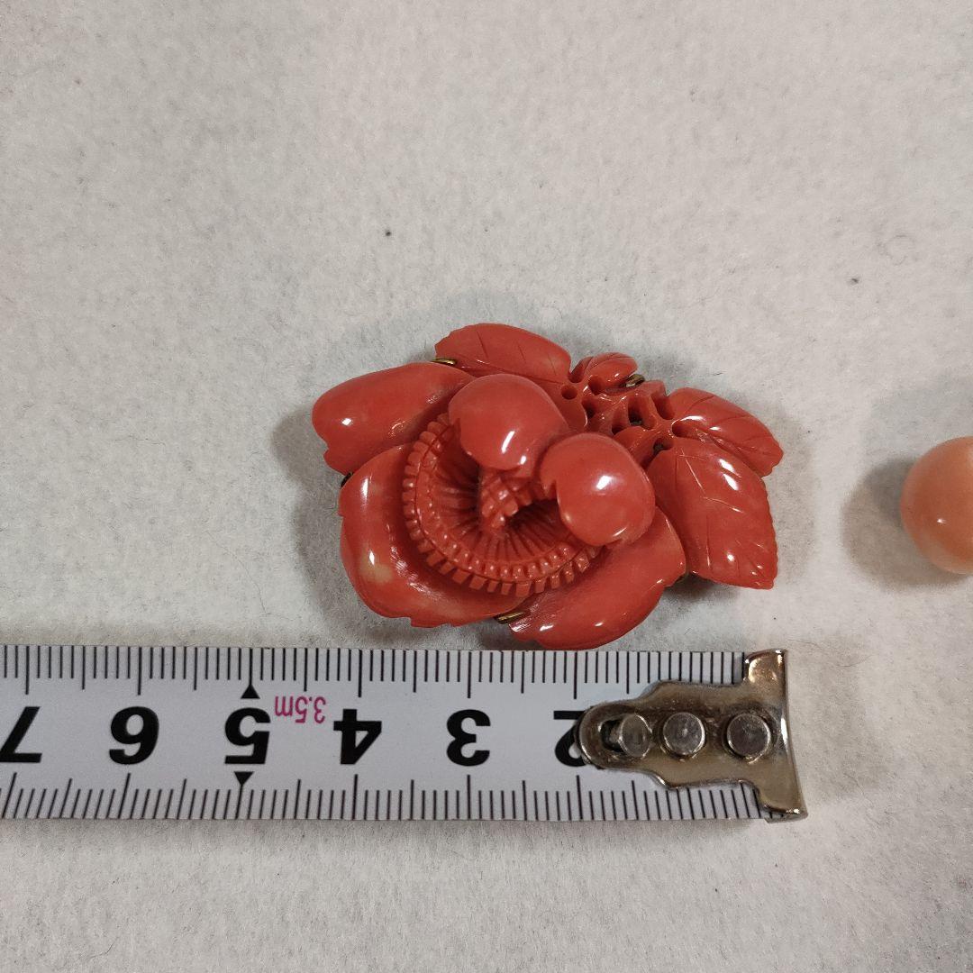 b76 超美品　本珊瑚　ピンクサンゴ　赤サンゴ　帯留　アンティーク