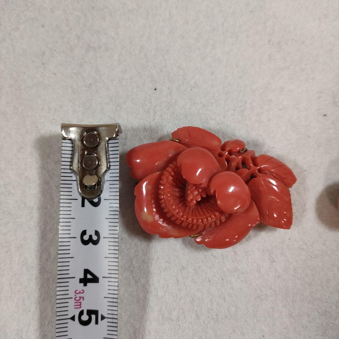 b76 超美品　本珊瑚　ピンクサンゴ　赤サンゴ　帯留　アンティーク