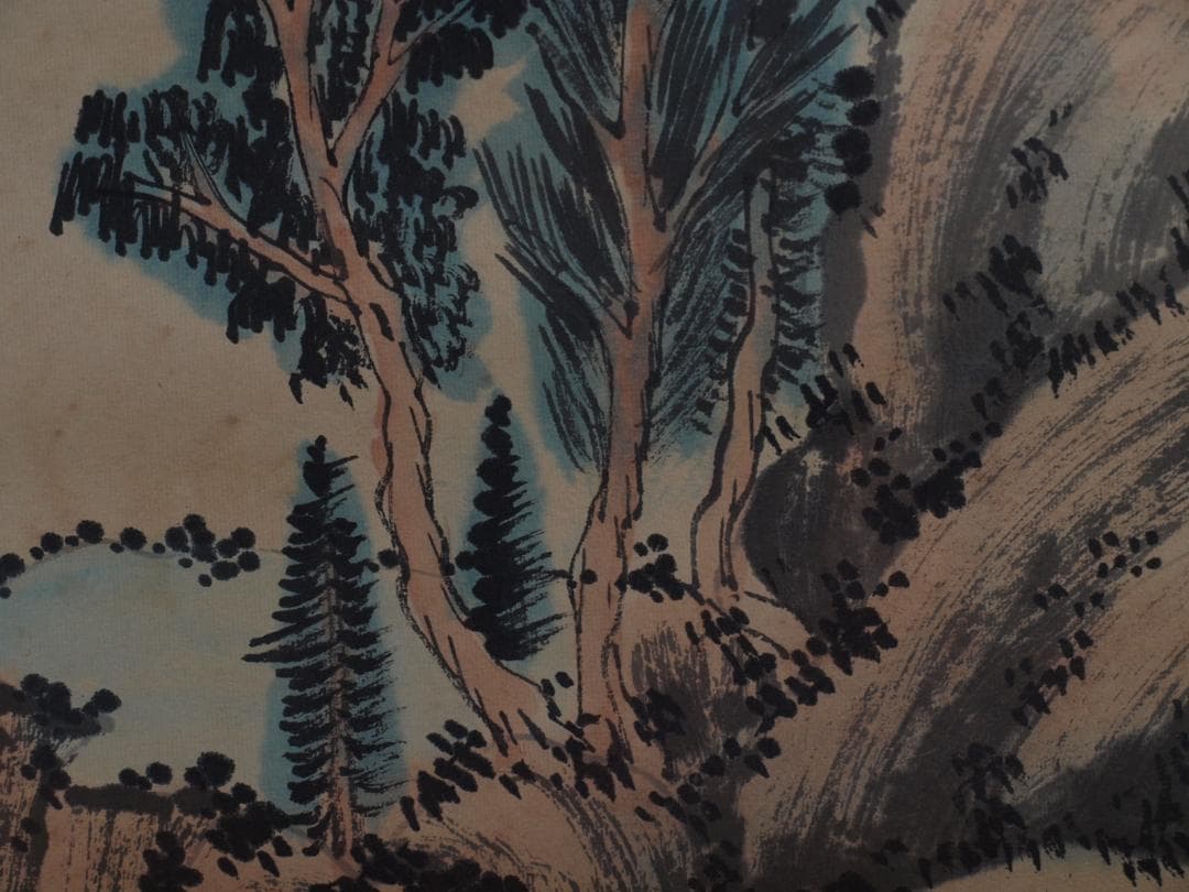 【骨董掛け軸】 中国吴湖帆　 近代 肉筆保證 　掛け軸 DE599B3-2