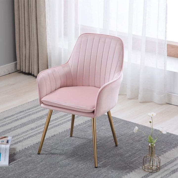 ダイニングチェア 肘付き アームチェア ゴールド脚付き ベルベット