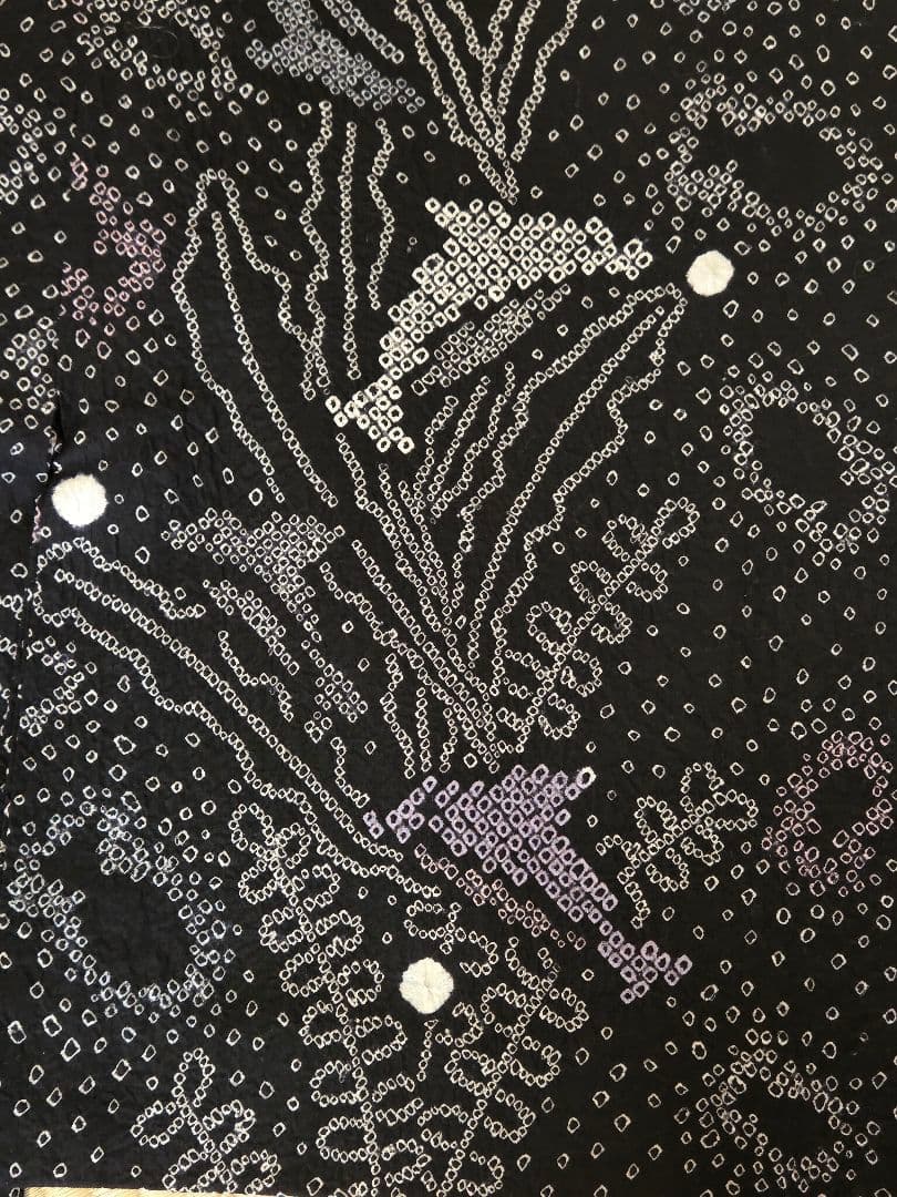 黒地 絞り 浴衣 （M-177）