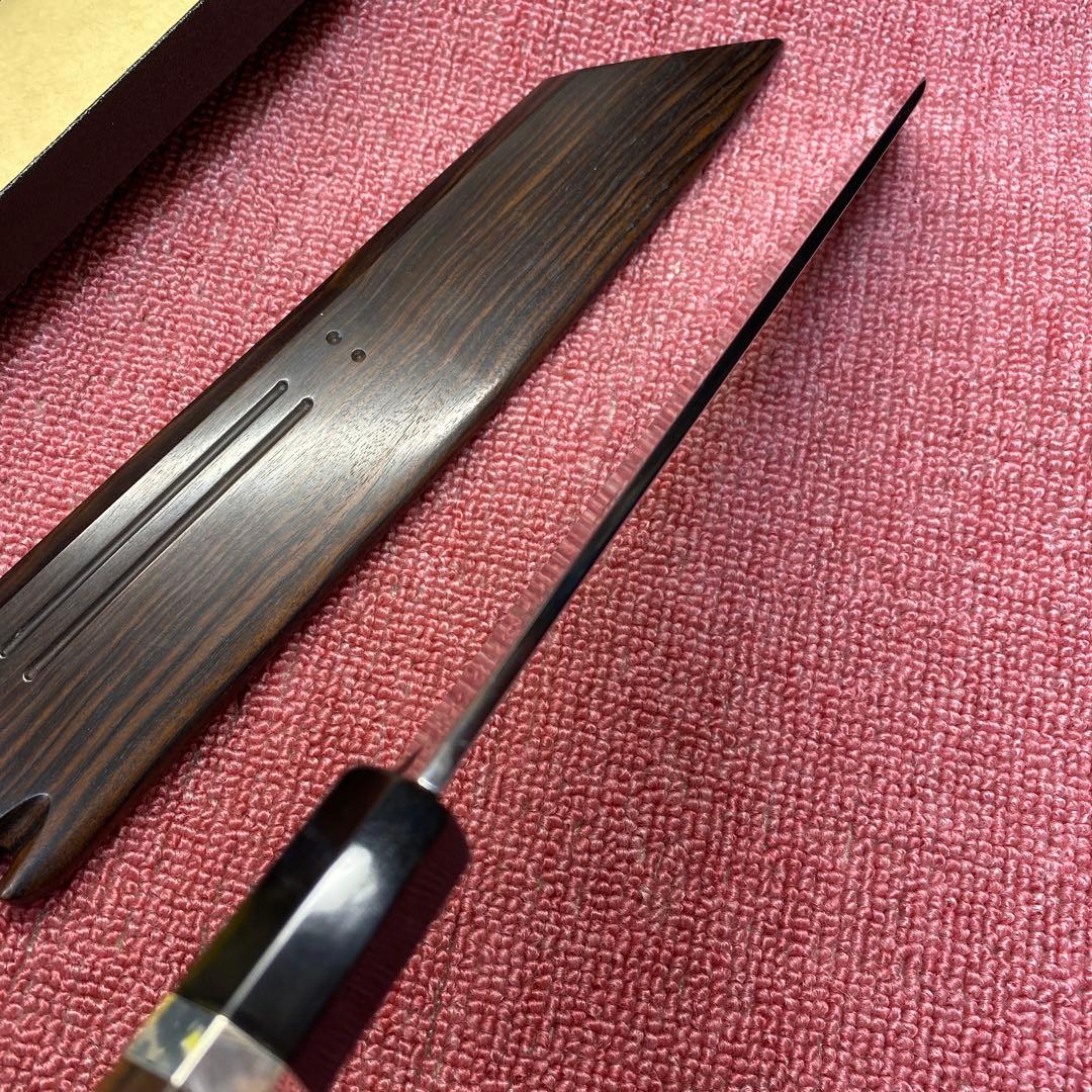 銀三　本焼き　切付包丁　270㎜ 9寸　黒檀鞘付き