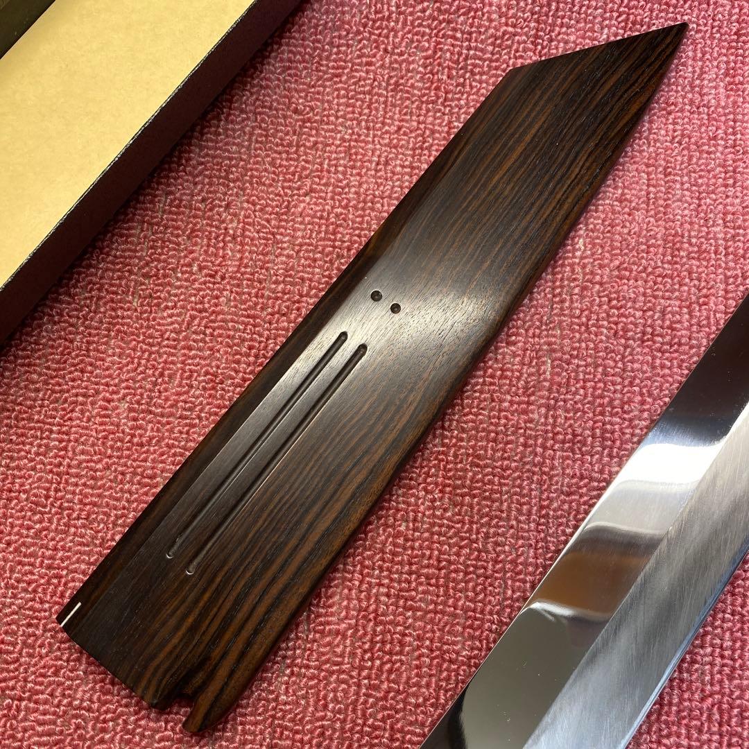 銀三　本焼き　切付包丁　270㎜ 9寸　黒檀鞘付き