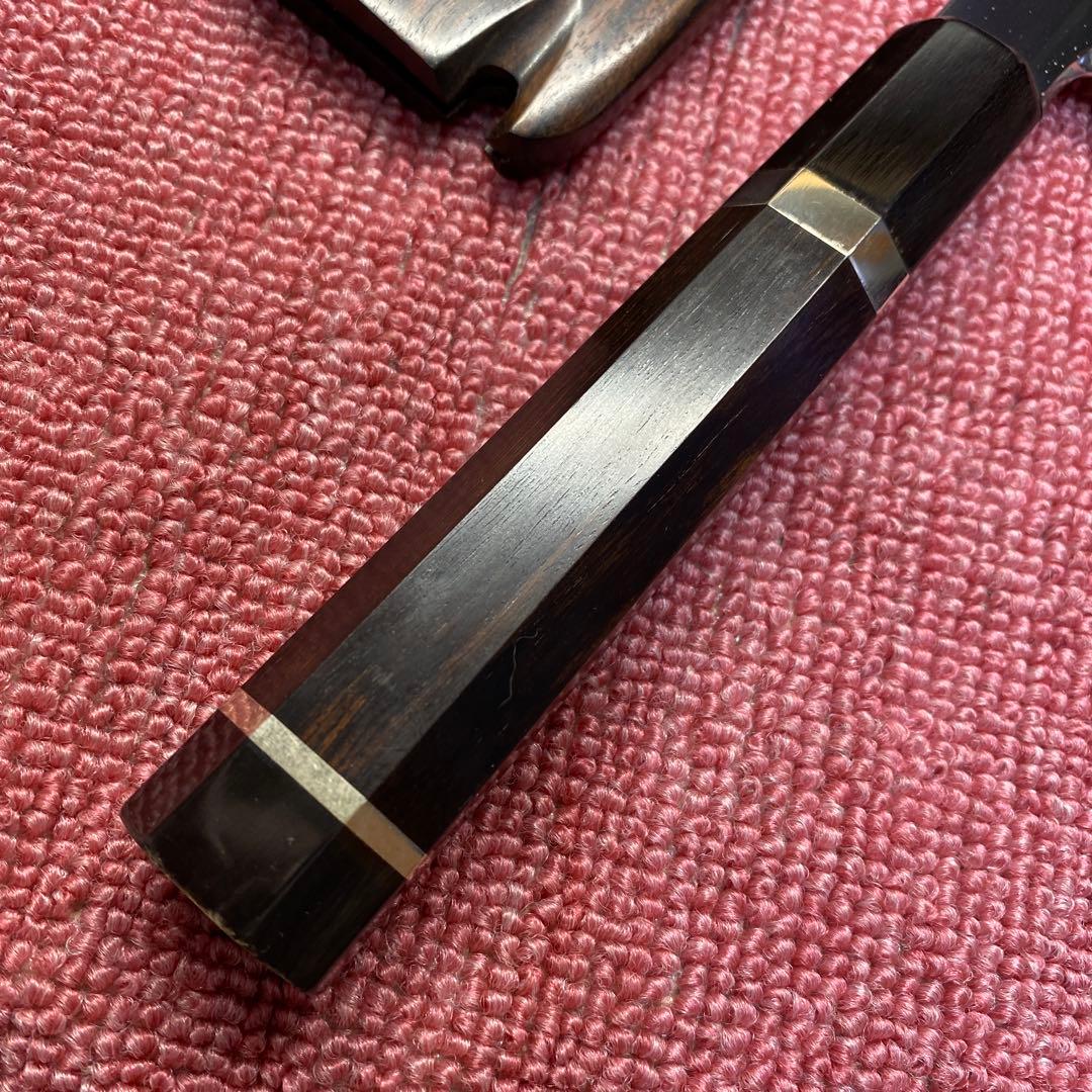 銀三　本焼き　切付包丁　270㎜ 9寸　黒檀鞘付き