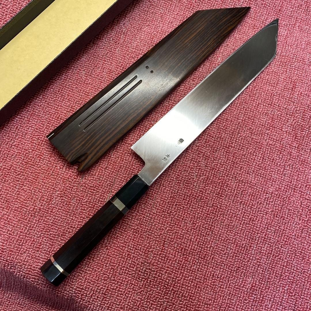 銀三　本焼き　切付包丁　270㎜ 9寸　黒檀鞘付き