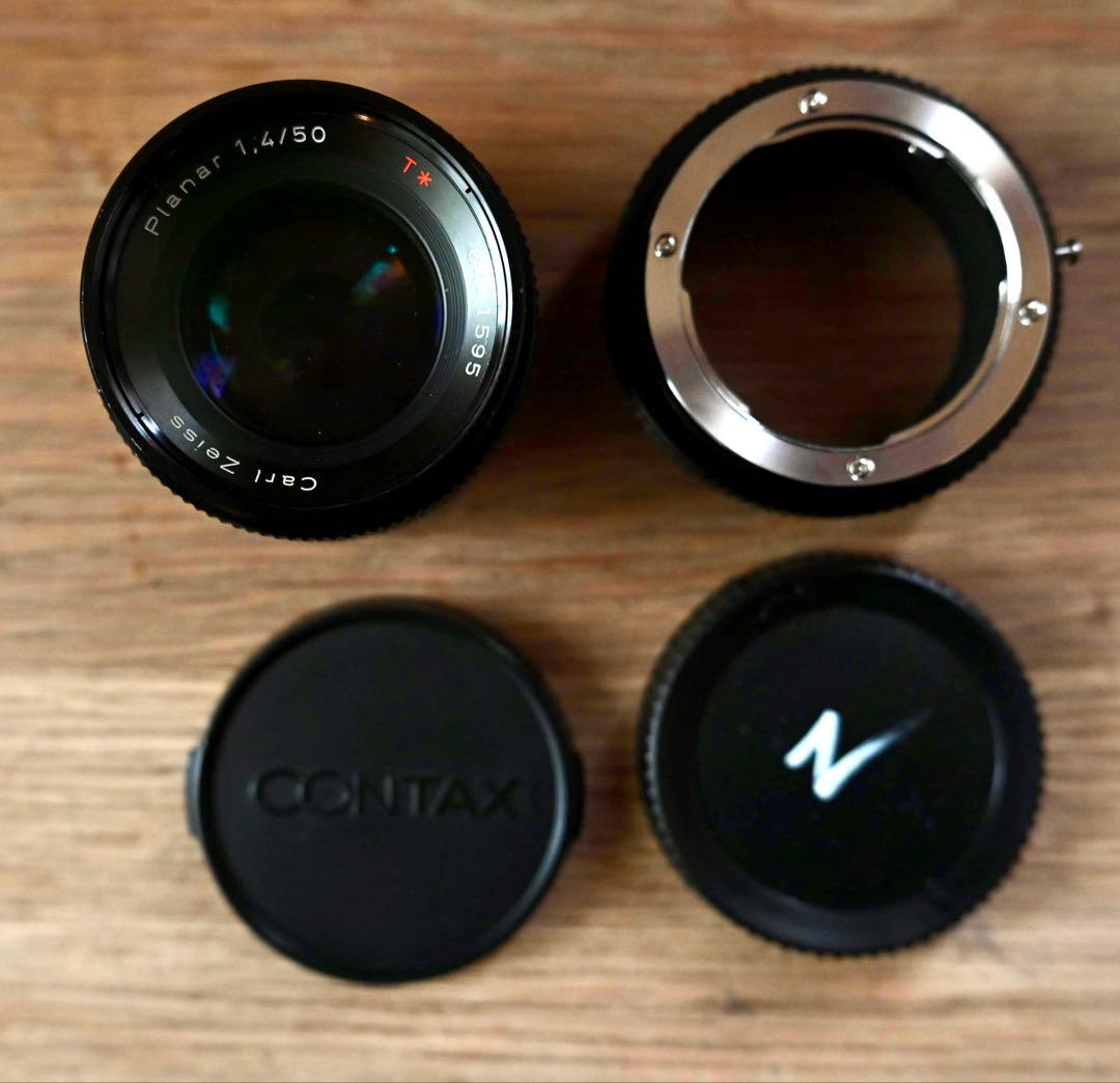 美品Contax Planar 50mm F1.4 AEJ Zマウントアダプタ付