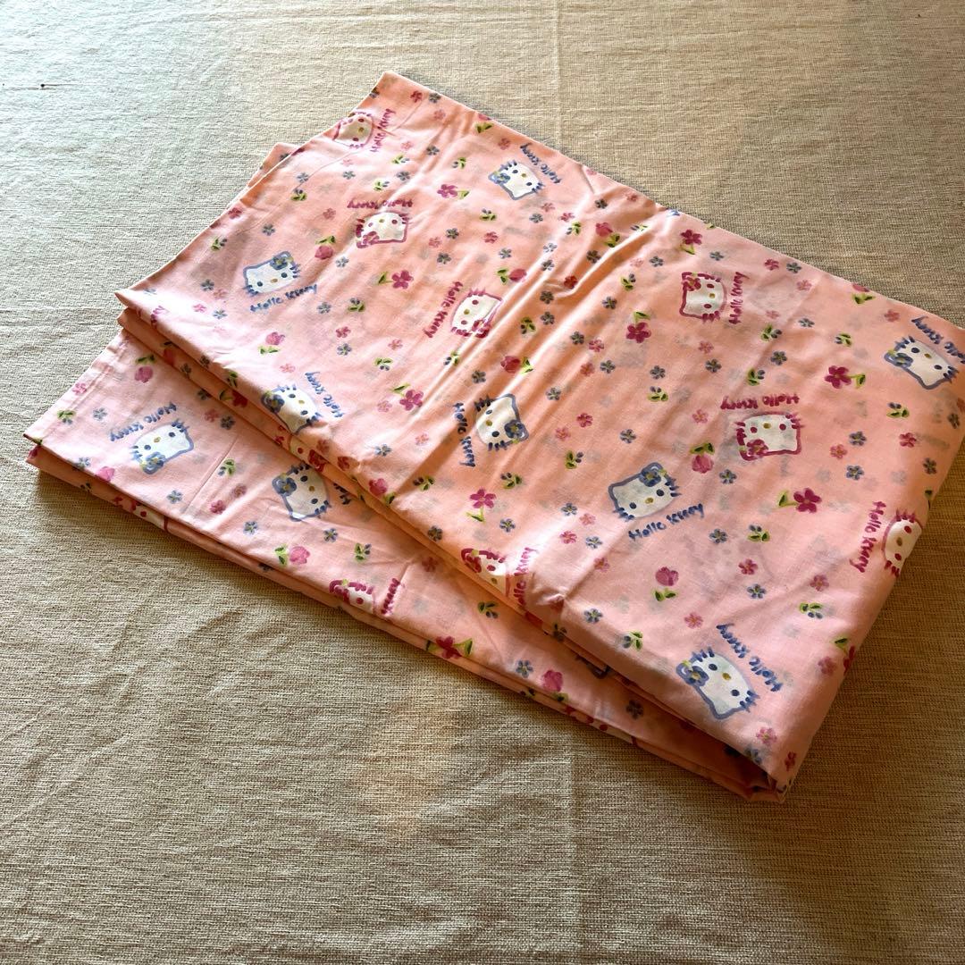 レア‼️水彩画デザインハローキティ 布団カバーマルチカバー 生地ピンク210cm