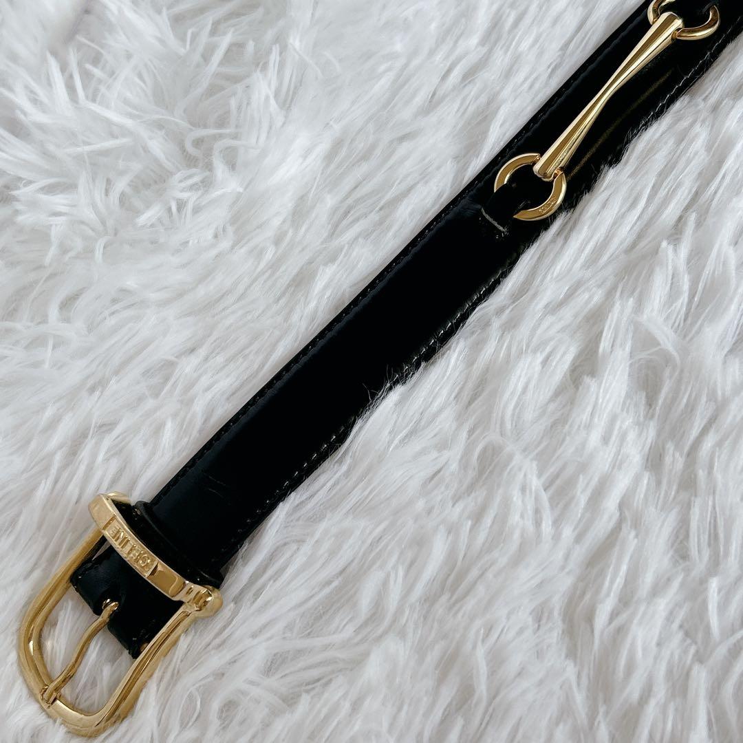CELINE ゴールドバックル ホースビット レザーベルト ヴィンテージ 65