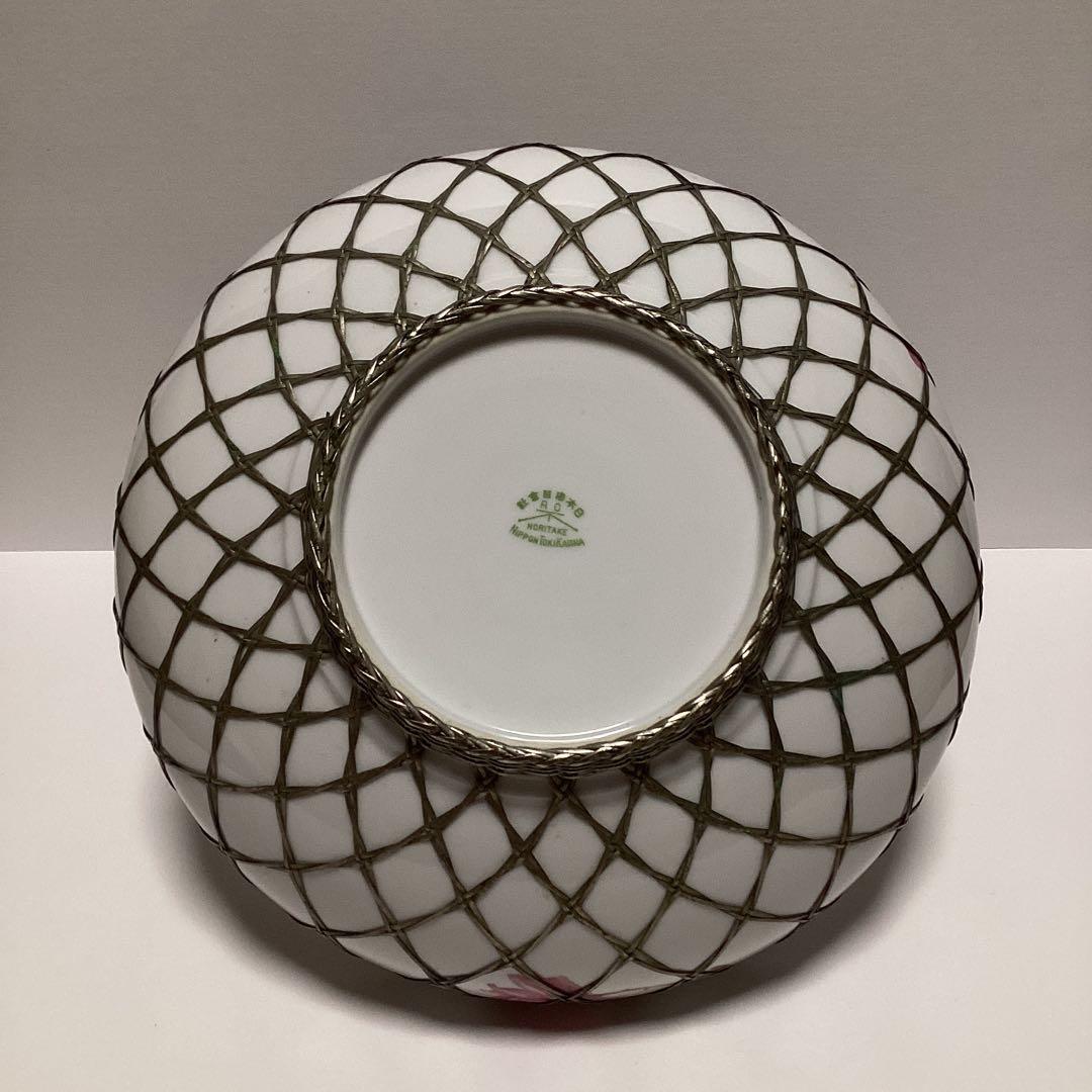 オ－ルドノリタケ　弦付き果物籠　裏印やじろべえ　銀金具