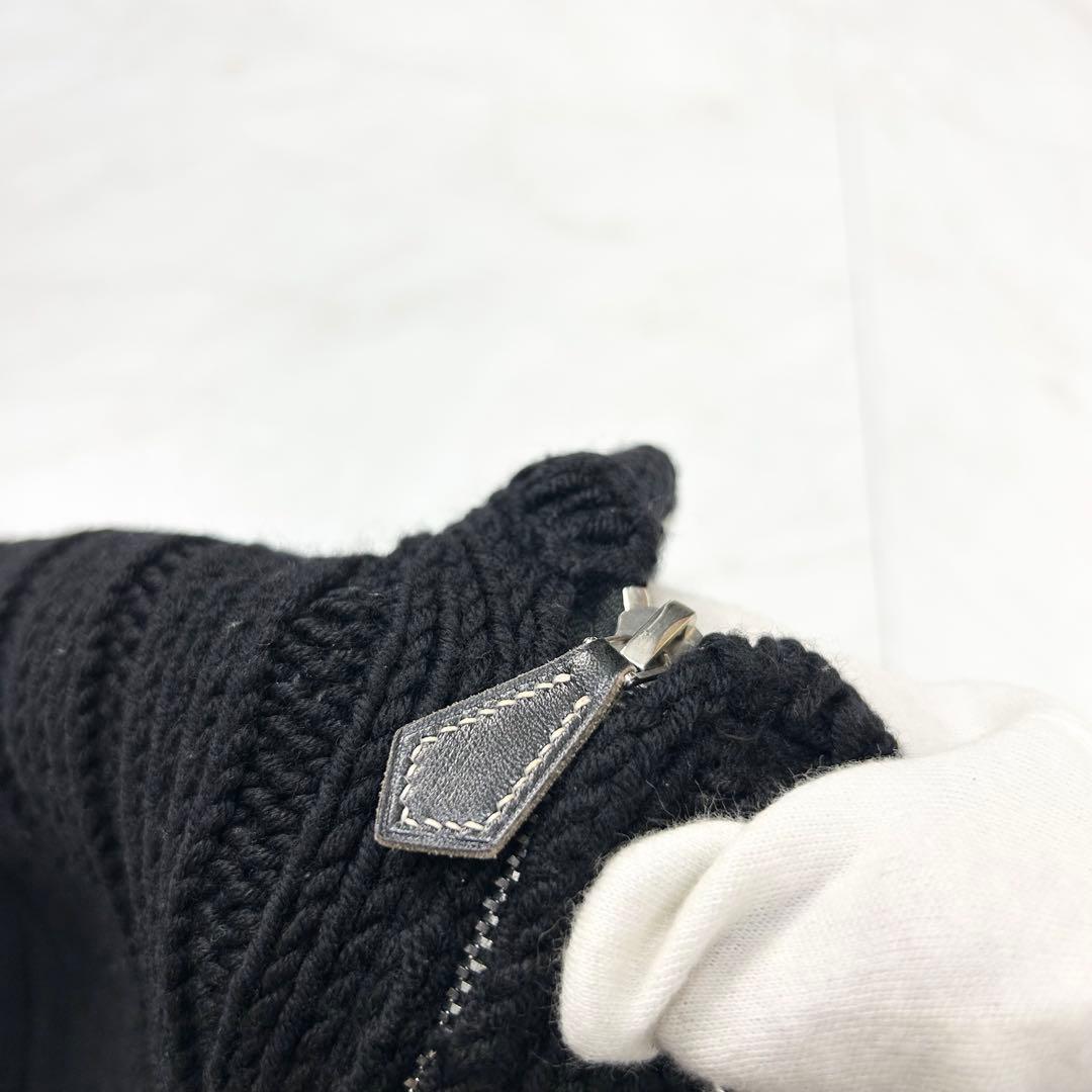 名作 HERMES ドライバーズニット フルジップ ローゲージ ジャケット S黒