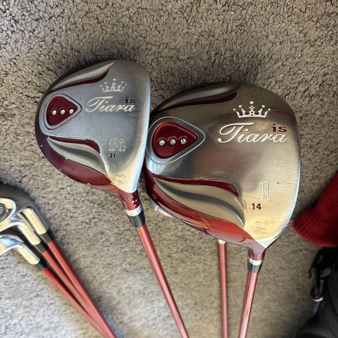 レディース ゴルフクラブハーフセット 赤　6本セット