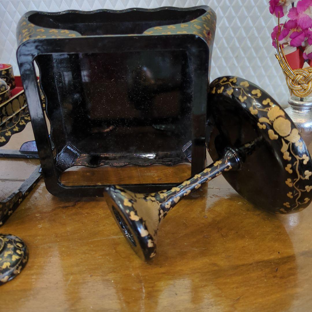 骨董　雛道具　お雛様　ひな祭り　木製　漆器　一式　金彩　木箱