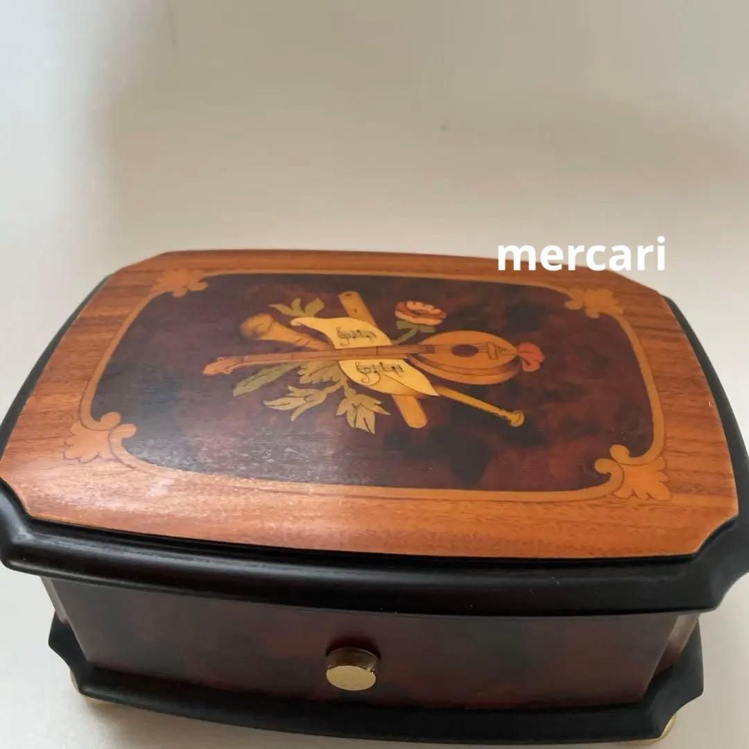 REUGEリュージュ　オルゴール クルミ無垢材象嵌細工ボックス　アンティーク置物