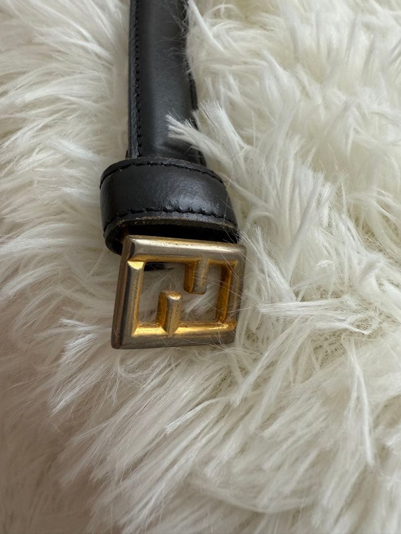 フェンディ FENDI ベルト レザー ズッカ ロゴ バックル ゴールド金具❣️黒
