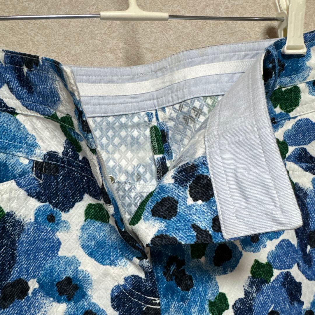 【新品タグ付】adabatアダバット・ゴルフパンツ　花柄ブルー　総柄　M