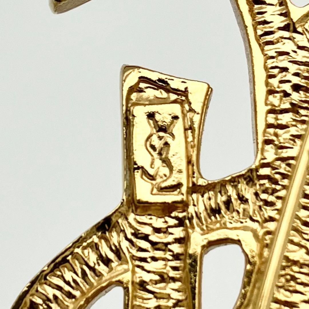 極美品 イヴサンローラン ブローチ カサンドラ YSL ロゴ ラインストーン