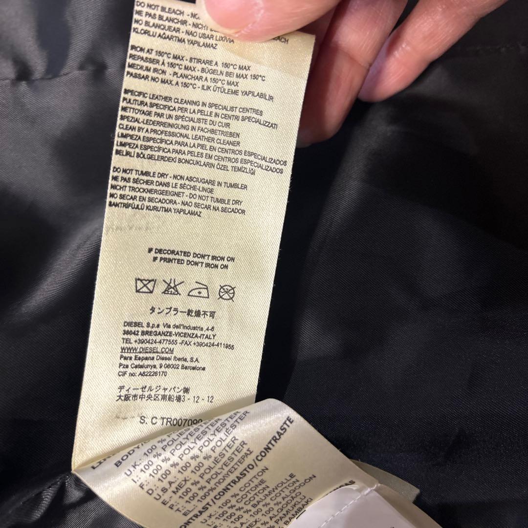 底値　DIESEL フード付き牛革ダッフルコート 黒