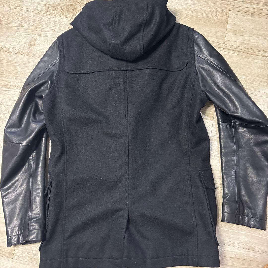 底値　DIESEL フード付き牛革ダッフルコート 黒