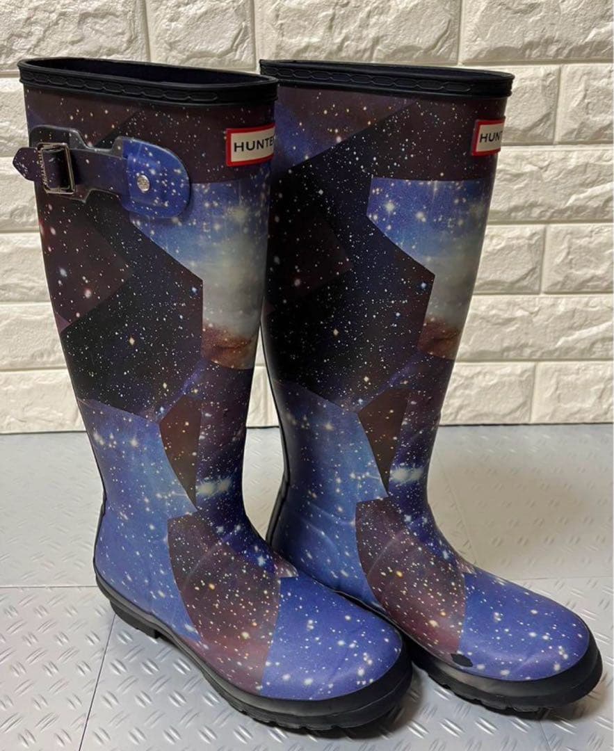 HUNTER 宇宙柄 ロングブーツ US7 24cm